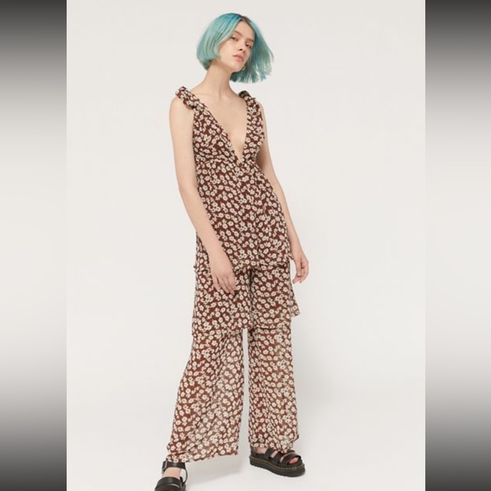 Urban outfitters brown flowy pantsuit